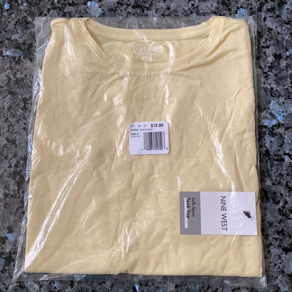 🎁NWT Nine West Yellow Soft Spun Tank Top Yellow XS Spring Summer